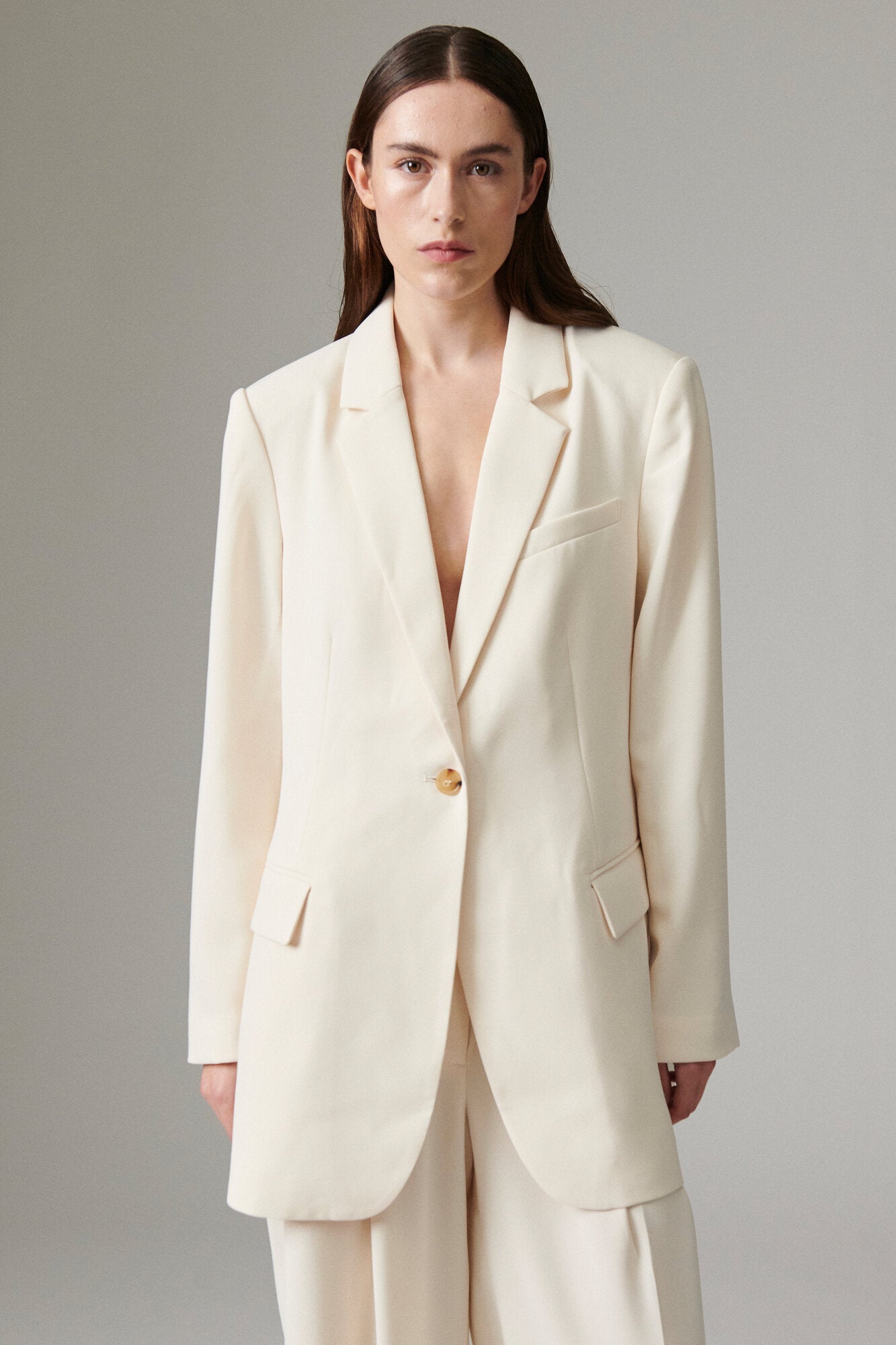 Elton Classic Garbardine blazer - Ivory Shade